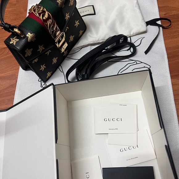 Gucci Bags, Gucci Sylvie Bee Star Bag, black - Picture 8 of 10